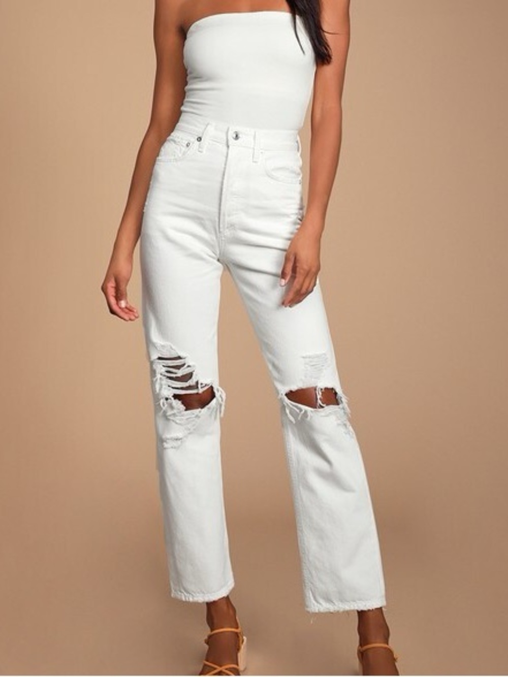 Agolde high rise straight leg ripped jean